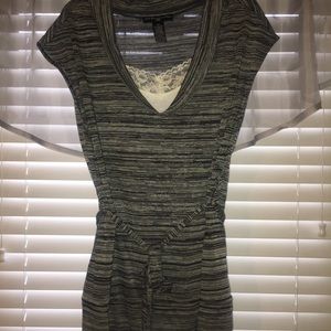 Gray top with tie waist